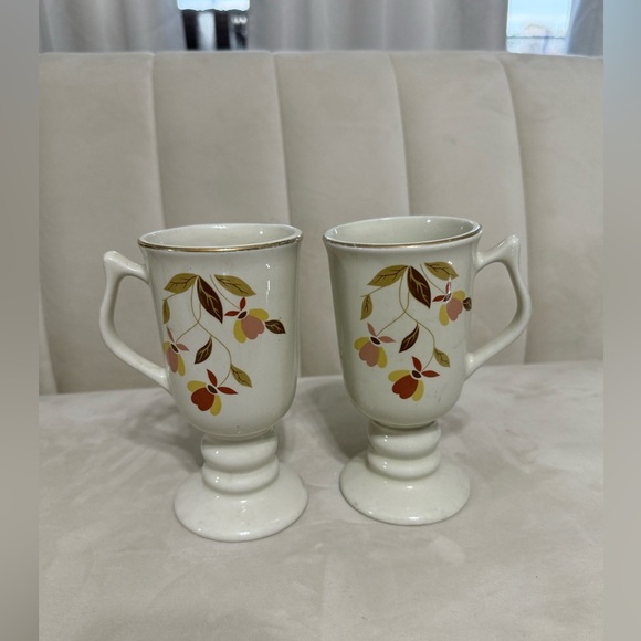 2 Set - Vtg. Halls Superior Quality Kitchenware Autumn 🍂 Leaf Irish Coffee Mug - Picture 1 of 3